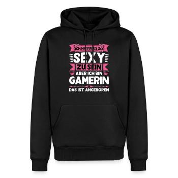 Ich hasse es so sexy zu sein Ich bin Gamerin funny - Männer Premium Bio Hoodie - Schwarz - Vorne - Nico (187cm)