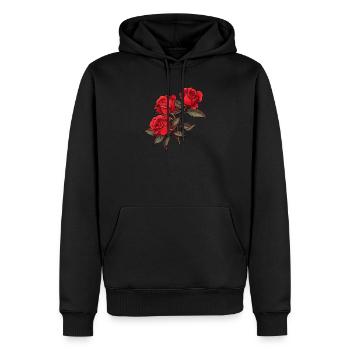 3 Rote Rosen Blumen Humor Coole Blumen Wortspiel - Männer Premium Bio Hoodie - Schwarz - Vorne - Nico (187cm)