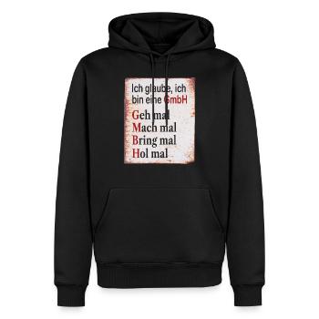 Ich glaube ich bin eine GmbH Humor Geschenk - Männer Premium Bio Hoodie - Schwarz - Vorne - Nico (187cm)