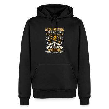 Duck hunting The only time when there is no - Men’s Premium Organic Hoodie - black - Front - Nico (187cm)