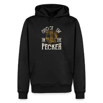 Shoot Em In The Pecker Humour Turkey Hunt Legend - Sweat à capuche Premium bio Homme - noir - Devant - Nico (187cm)