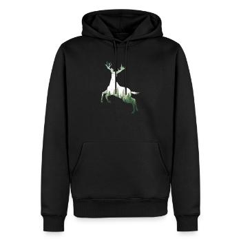 Cerf Nature Forest Chasse en plein air Chasseur Bois Elk - Sweat à capuche Premium bio Homme - noir - Devant - Nico (187cm)