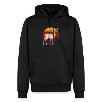 Amerikanischer Elchjäger Retro Vintage Sun Bow - Männer Premium Bio Hoodie - Schwarz - Vorne - Nico (187cm)