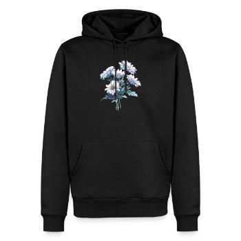 Bouquet Marguerites Fleurs Amoureux Humour Vintage Jeu de mots - Sweat à capuche Premium bio Homme - noir - Devant - Nico (187cm)