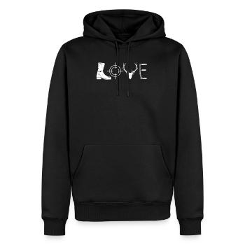 Amour Chasse Bois Cerf Bottes Pistolet Aimer - Sweat à capuche Premium bio Homme - noir - Devant - Nico (187cm)