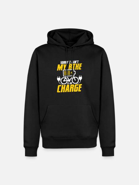 Désolé, je ne peux pas mon vélo est en charge pédale électrique - Sweat à capuche Premium bio Homme - noir