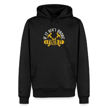 Wenn es nicht kaputt ist, habe ich es repariert - Männer Premium Bio Hoodie - Schwarz - Vorne - Nico (187cm)