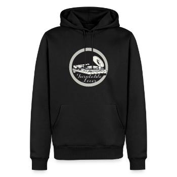 PLATTENSPIELER - Männer Premium Bio Hoodie - Schwarz - Vorne - Nico (187cm)