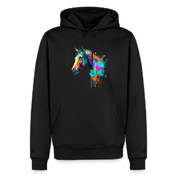 Pferd in Aquarell - Männer Premium Bio Hoodie - Schwarz - Vorne - Nico (187cm)