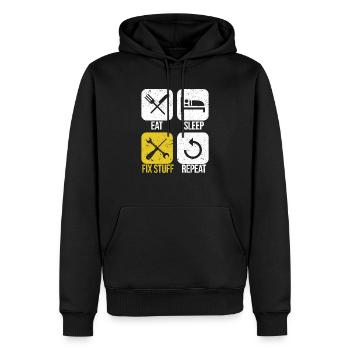 Eat Sleep Fix Stuff Repeat Funny Handyman - Männer Premium Bio Hoodie - Schwarz - Vorne - Nico (187cm)