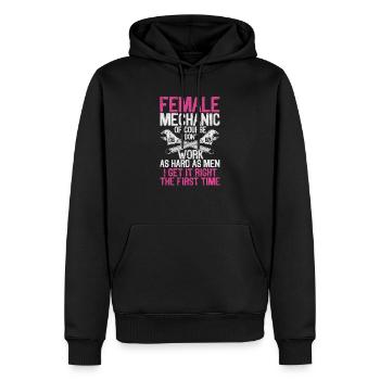 Mécanicien Voiture Fille Garage Artisan - Sweat à capuche Premium bio Homme - noir - Devant - Nico (187cm)