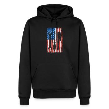 Amerikanische Flagge Mechaniker Heimwerker Patriot - Männer Premium Bio Hoodie - Schwarz - Vorne - Nico (187cm)