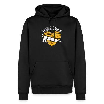 I Love Caulk Funny Mechanic Construction Worker Craftsman - Men’s Premium Organic Hoodie - black - Front - Nico (187cm)