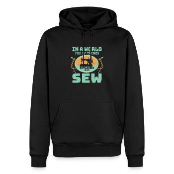 Dans un monde plein de tendances, soyez classique et cousez Sewi - Sweat à capuche Premium bio Homme - noir - Devant - Nico (187cm)