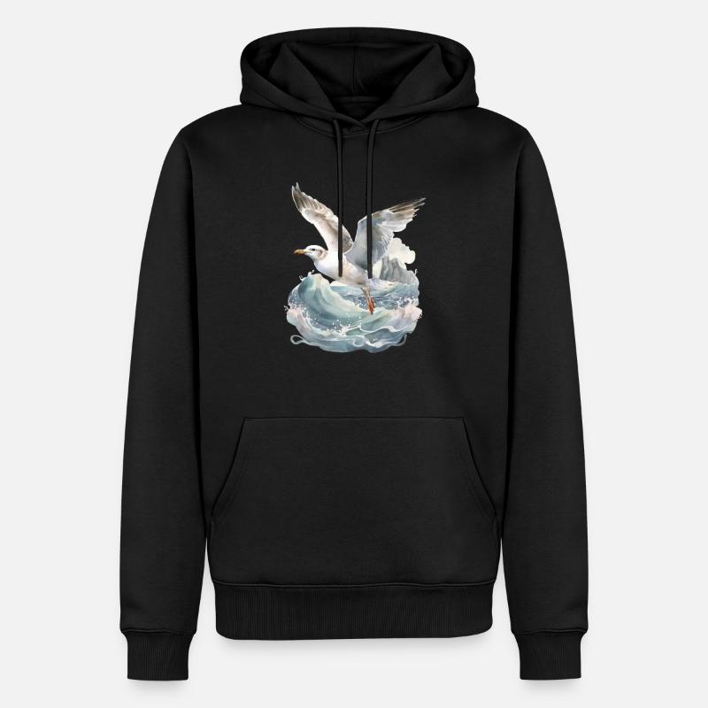 Realistische Möwe - Männer Premium Bio Hoodie - Schwarz