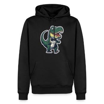 T-Rex in ATuxedo T-Rex im Anzug - Männer Premium Bio Hoodie - Schwarz - Vorne - Nico (187cm)