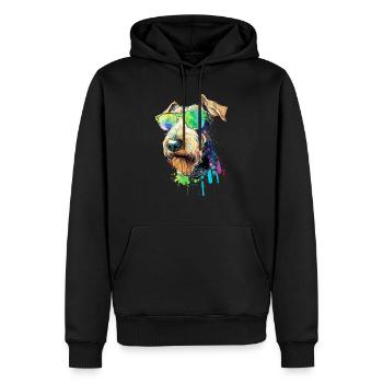 Welsh Terrier Airedale Terrier mit Sonnenbrille - Männer Premium Bio Hoodie - Schwarz - Vorne - Nico (187cm)