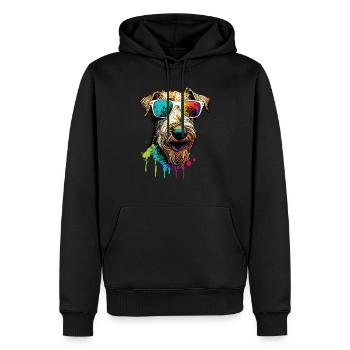 Cool Airedale Welsh Terrier mit Sonnenbrille - Männer Premium Bio Hoodie - Schwarz - Vorne - Nico (187cm)