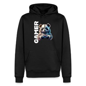 Lettrage de joueur avec panda cool - Sweat à capuche Premium bio Homme - noir - Devant - Nico (187cm)