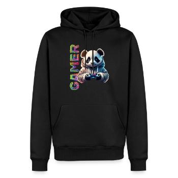 Lettrage de joueur avec panda cool - Sweat à capuche Premium bio Homme - noir - Devant - Nico (187cm)