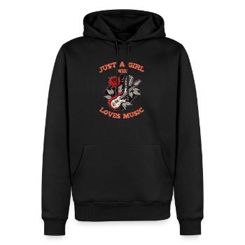 Nur ein Mädchen, das Musik liebt - Männer Premium Bio Hoodie - Schwarz - Vorne - Nico (187cm)
