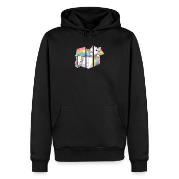 Chat arc-en-ciel amoureux Mignon Kitty Animal Communauté LGBT - Sweat à capuche Premium bio Homme - noir - Devant - Nico (187cm)