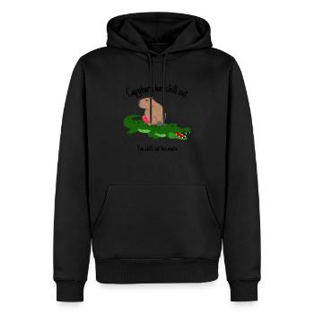 Capybara repose cadeau pour les fans de capybara - Sweat à capuche Premium bio Homme - noir - Devant - Nico (187cm)