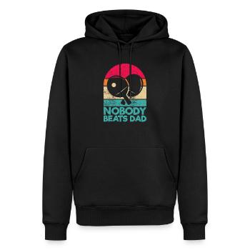 Personne ne bat papa Drôle de joueur de tennis de table - Sweat à capuche Premium bio Homme - noir - Devant - Nico (187cm)