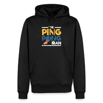 Le joueur de tennis de table drôle de Ping Pong Man - Sweat à capuche Premium bio Homme - noir - Devant - Nico (187cm)