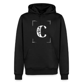 letter C initial - Men’s Premium Organic Hoodie - black - Front - Nico (187cm)