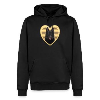 Schipperke - Amoureux des chiens - Cœur de chien - Sweat à capuche Premium bio Homme - noir - Devant - Nico (187cm)