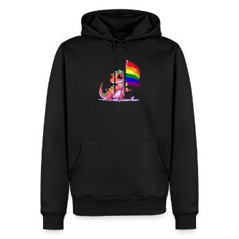Dinosaure LGBT Pride Jeu de mots drapeau arc-en-ciel transgenre - Sweat à capuche Premium bio Homme - noir - Devant - Nico (187cm)