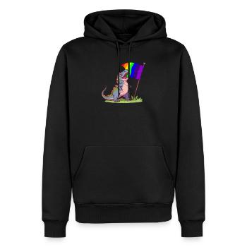 Drôle de dinosaure LGBTQ Communauté arc-en-ciel Jeu de mots - Sweat à capuche Premium bio Homme - noir - Devant - Nico (187cm)