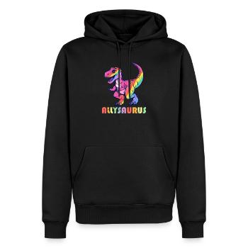Dinosaurier Allysaurus Lustiger Regenbogen Transgender Dino - Männer Premium Bio Hoodie - Schwarz - Vorne - Nico (187cm)