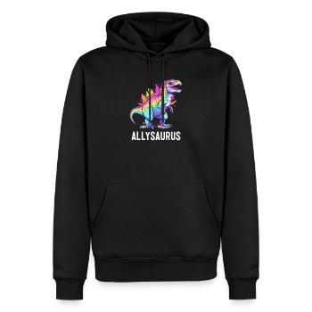 Allysaurus Dinosaurier Regenbogenflagge für Verbündete LGBT Wortspiel - Männer Premium Bio Hoodie - Schwarz - Vorne - Nico (187cm)