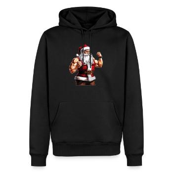 Schlitten mit den Gewichten: Weihnachten mit Santa's Gym - Männer Premium Bio Hoodie - Schwarz - Vorne - Nico (187cm)