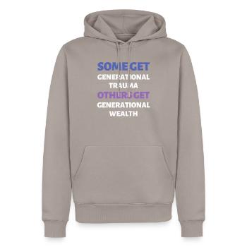 Pauvreté Richesse Dire anglais - Sweat à capuche Premium bio Homme - taupe - Devant - Nico (187cm)