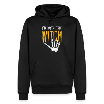 Ich bin mit der Hexe Lustige Paare Ehemann - Männer Premium Bio Hoodie - Schwarz - Vorne - Nico (187cm)