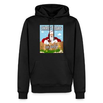 Noël en juillet - Sweat à capuche Premium bio Homme - noir - Devant - Nico (187cm)