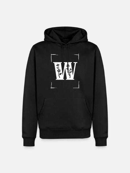 letter W initial - Men’s Premium Organic Hoodie - black