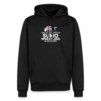 Ich habe Kissenschlachten mit Sumo-Ringern Gangster - Männer Premium Bio Hoodie - Schwarz - Vorne - Nico (187cm)