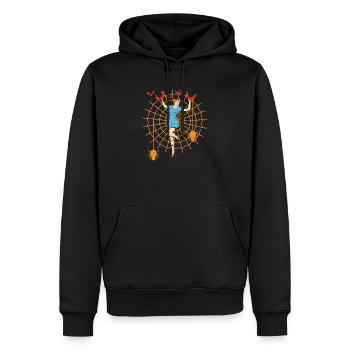 Retro Pin Up Girl piégée dans Spider Web Vintage - Sweat à capuche Premium bio Homme - noir - Devant - Nico (187cm)
