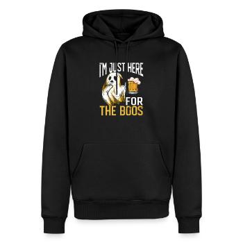 Ich bin nur wegen der Buhrufe hier Lustiges - Männer Premium Bio Hoodie - Schwarz - Vorne - Nico (187cm)