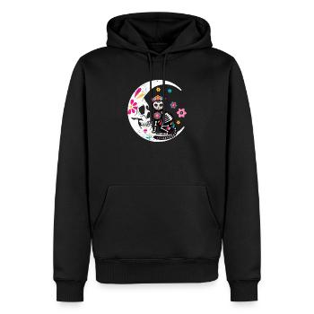 Sugar Skull Cat Moon Dia De Los Muertos Funny - Sweat à capuche Premium bio Homme - noir - Devant - Nico (187cm)