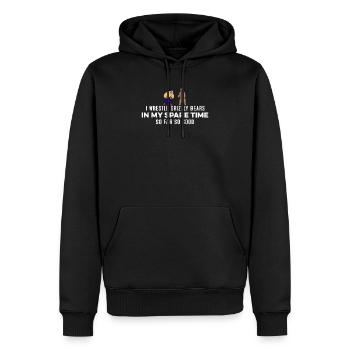 I Wrestle Grizzly Bears In My Spare Time Gangster - Men’s Premium Organic Hoodie - black - Front - Nico (187cm)