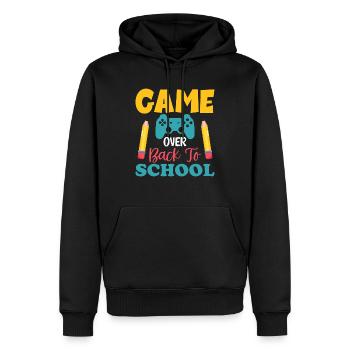 Game over rentrée scolaire, début des vacances scolaires d’été - Sweat à capuche Premium bio Homme - noir - Devant - Nico (187cm)