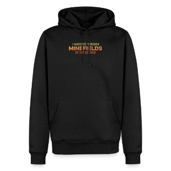 Ich navigiere durch Minenfelder So weit, so gutes Wortspiel - Männer Premium Bio Hoodie - Schwarz - Vorne - Nico (187cm)