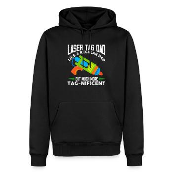 Laser Player Dad Comme un papa ordinaire mais beaucoup - Sweat à capuche Premium bio Homme - noir - Devant - Nico (187cm)