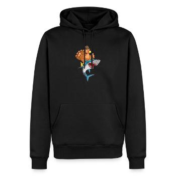 Thanksgiving Day Türkei Reiten Hai Lustige Herbst - Männer Premium Bio Hoodie - Schwarz - Vorne - Nico (187cm)