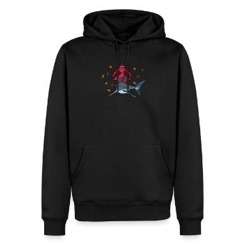 Jour de Thanksgiving Turquie Équitation Requin Drôle d’automne - Sweat à capuche Premium bio Homme - noir - Devant - Nico (187cm)
